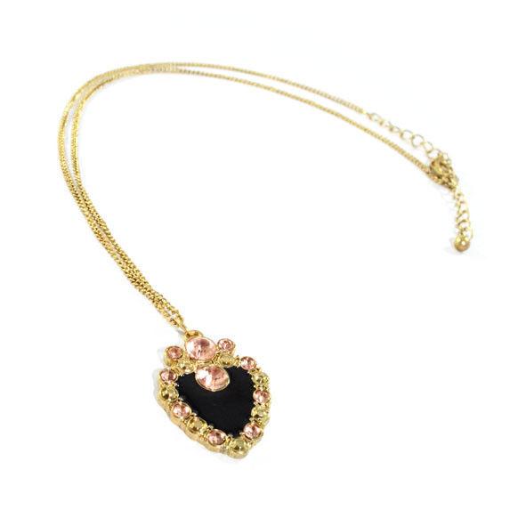 GOLD TONE WITH CRYSTALS HEART PENDANT NECKLACE - product image  