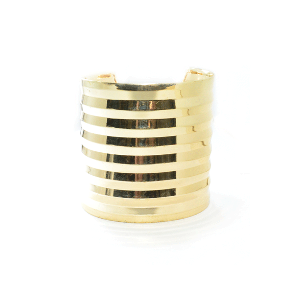 GOLD TONE WAVE STRIP PATTERN BANGLE - product image  