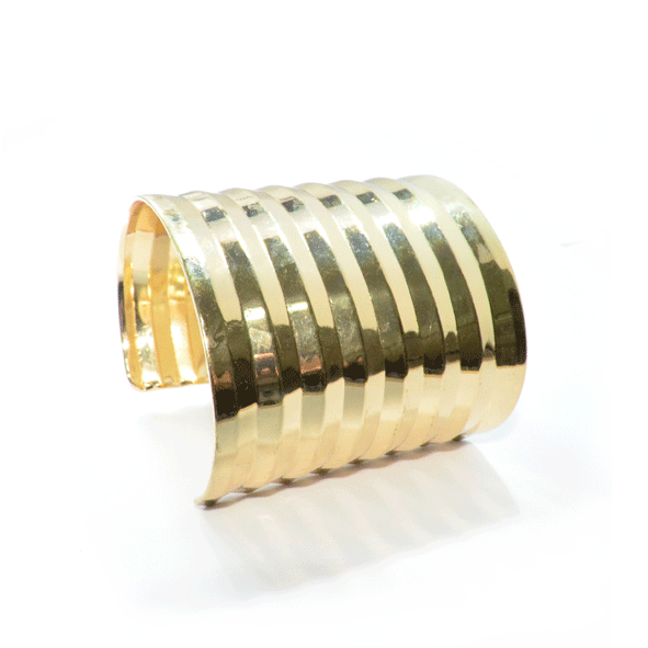 GOLD TONE WAVE STRIP PATTERN BANGLE - product image  