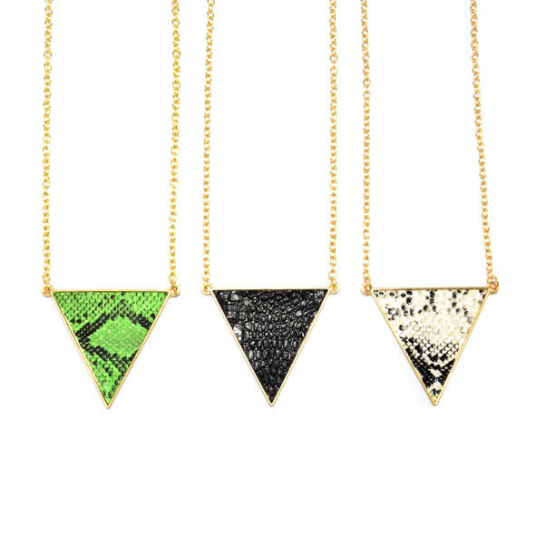 GOLD TONE TRIANGLE SNAKE PRINT NECKLACE - product image  