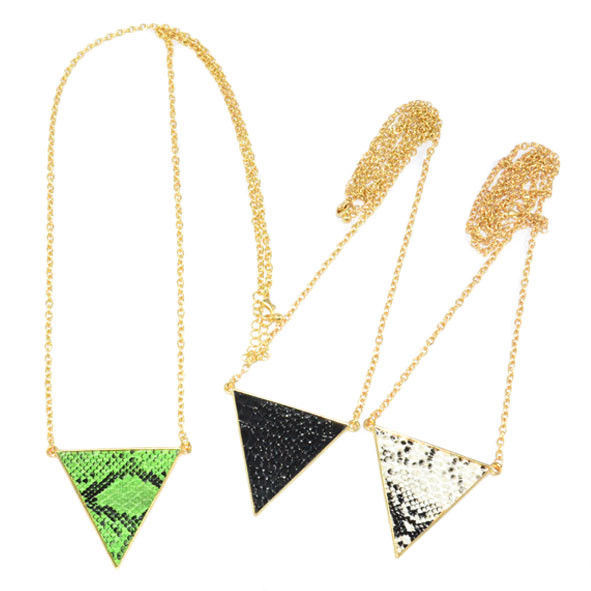 GOLD TONE TRIANGLE SNAKE PRINT NECKLACE - product image  