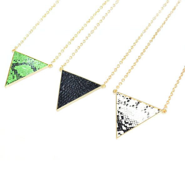 GOLD TONE TRIANGLE SNAKE PRINT NECKLACE - product image  