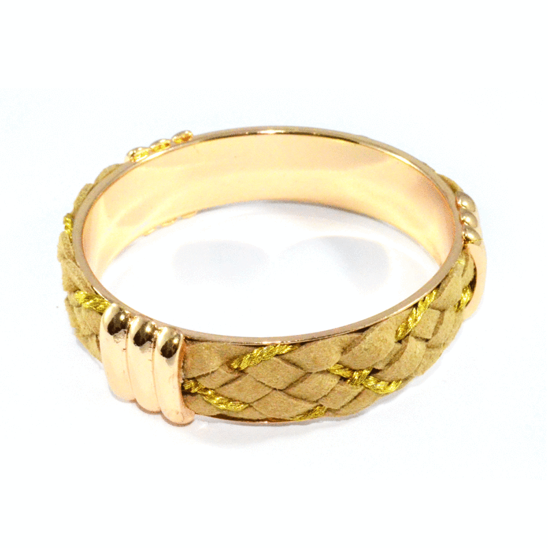 GOLD TONE STRAP AND TAUPE STRAP BANGLE - product image  
