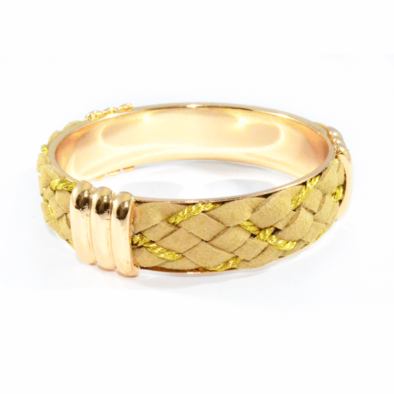 GOLD TONE STRAP AND TAUPE STRAP BANGLE - product image  