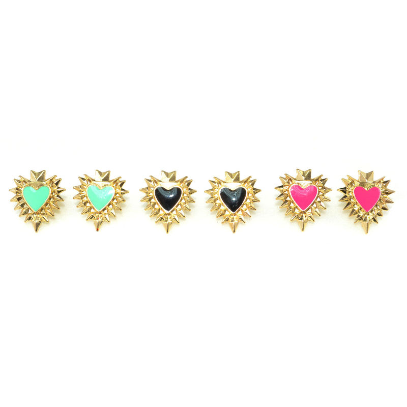 GOLD TONE SPIKE EDGE HEART EARRINGS - product image  