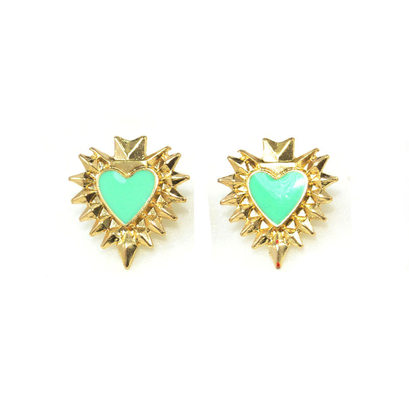 GOLD TONE SPIKE EDGE HEART EARRINGS - product image  