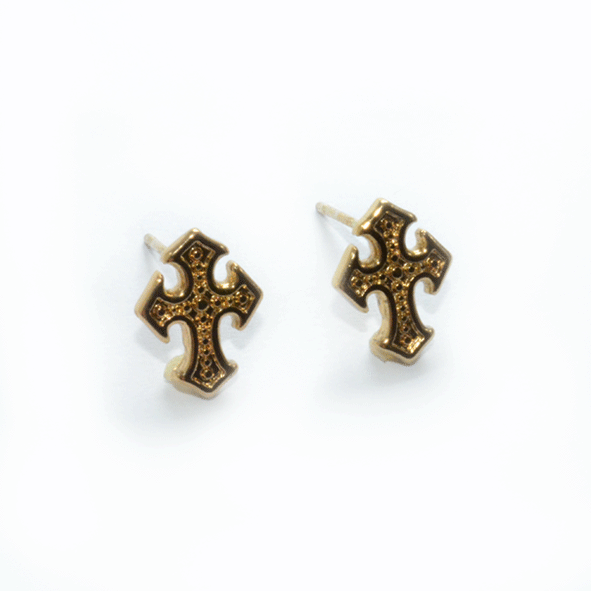 GOLD TONE SMALL CROSS EARRING - product image  