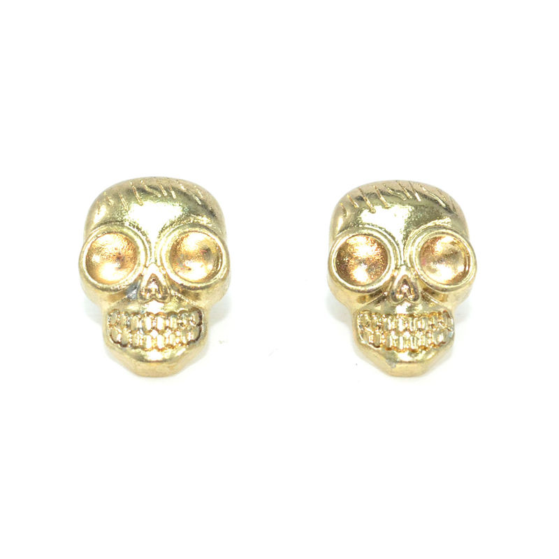 GOLD TONE SKULL HEAD EARRINGS - product image  