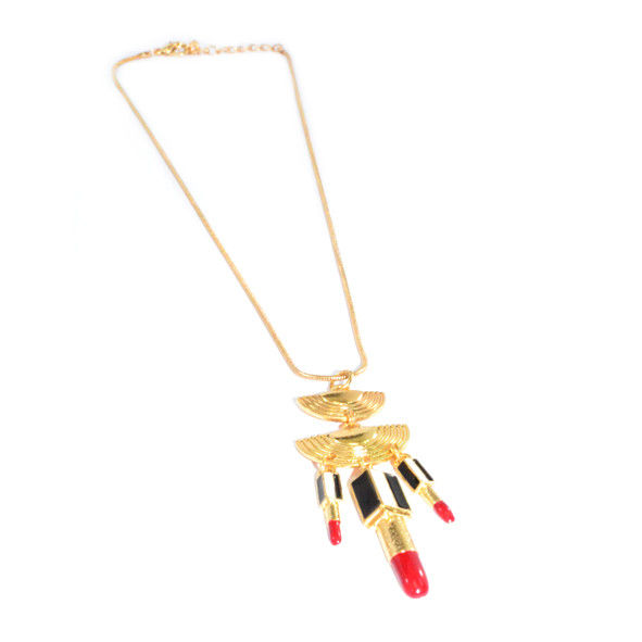 GOLD TONE SEMI-CIRCLE AND LIPSTICKS NECKLACE - product image  