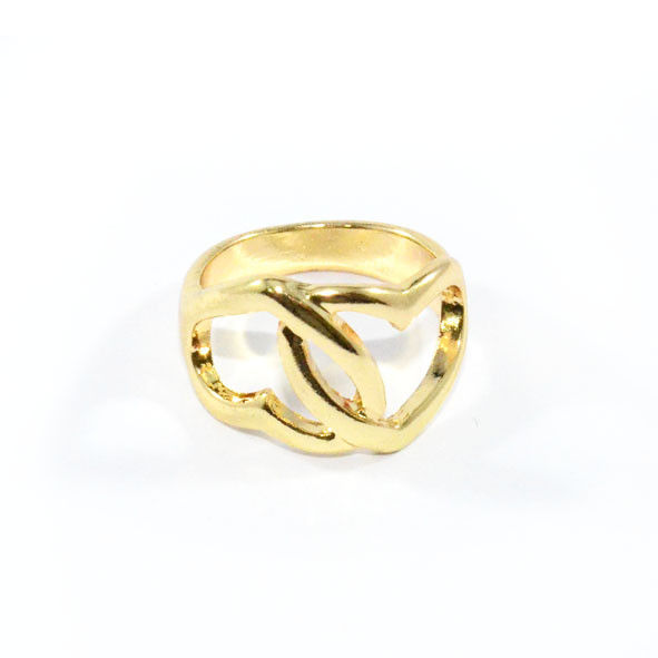 GOLD TONE JOINT HEARTS RING - product image  