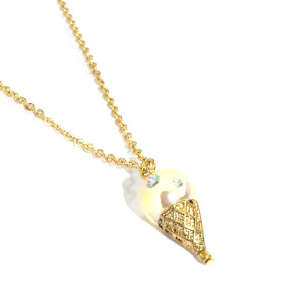 GOLD TONE ICE-CREAM CONE WITH CRYSTAL NECKLACE - product image  