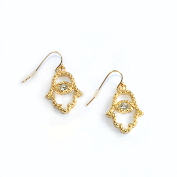 GOLD TONE HAMSA EARRING - product image  