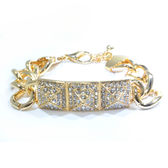 GOLD TONE CRYSTAL PYRAMID BRACELET - product image  