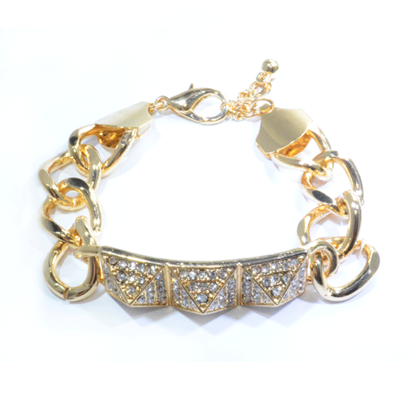 GOLD TONE CRYSTAL PYRAMID BRACELET - product image  