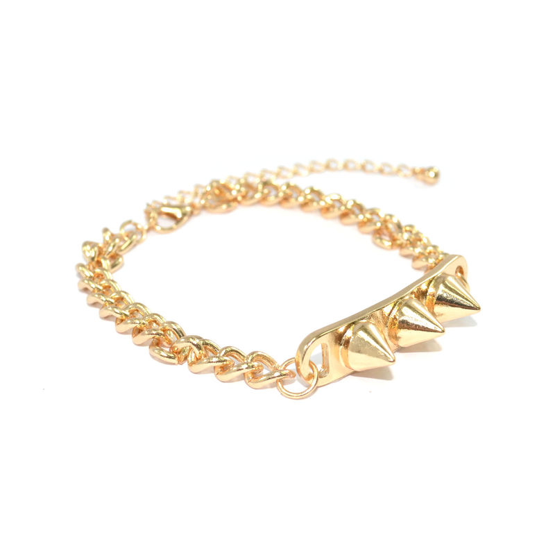 GOLD TONE CHAIN WITH TRIPLE SPIKE PENDANT BRACELET - product image  