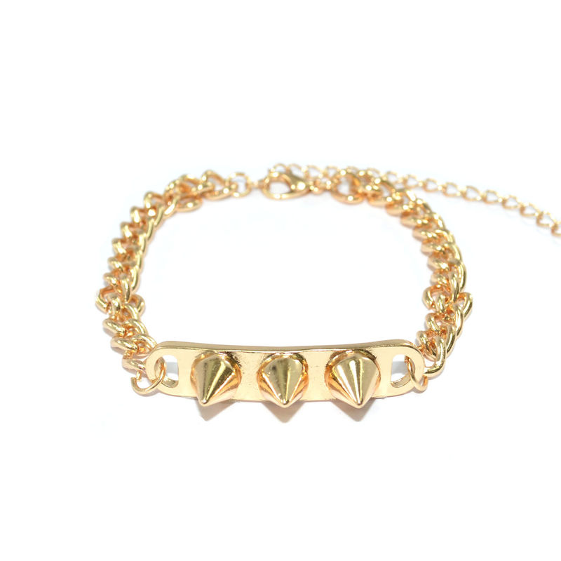 GOLD TONE CHAIN WITH TRIPLE SPIKE PENDANT BRACELET - product image  