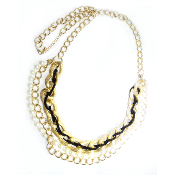 GOLD TONE CHAIN WITH PEARL LONG CHAIN NECKLACE - product image  