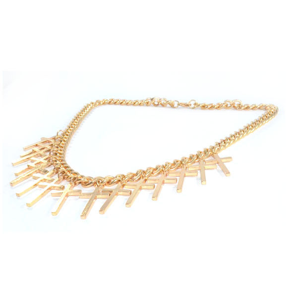 GOLD TONE CHAIN WITH CROSSES NECKLACE - product image  
