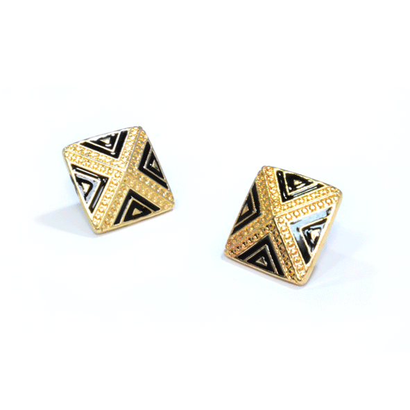 GOLD TONE AZTEC SQUARE EARRINGS - product image  