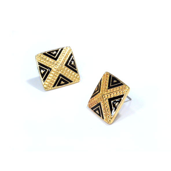 GOLD TONE AZTEC SQUARE EARRINGS - product image  