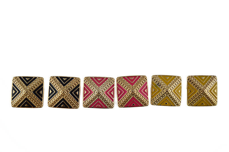 GOLD TONE AZTEC SQUARE EARRINGS - product image  