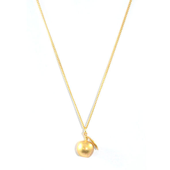 GOLD TONE APPLE WITH LEAF NECKLACE - product image  