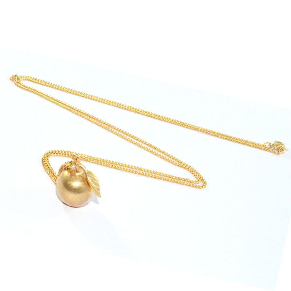 GOLD TONE APPLE WITH LEAF NECKLACE - product image  