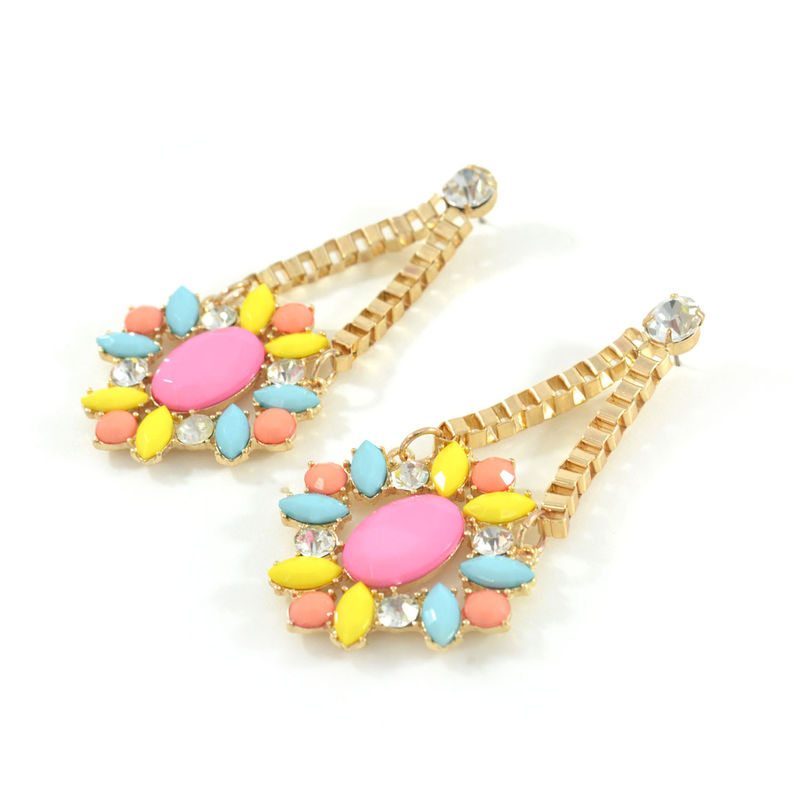 GEM AND CRYSTAL DROP EARRINGS - product image  