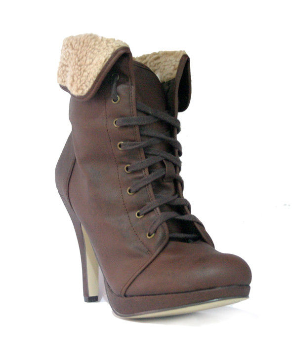 FUR LACE UP BOOTS - product image  