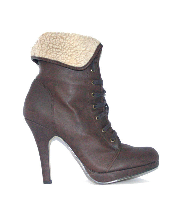 FUR LACE UP BOOTS - product image  