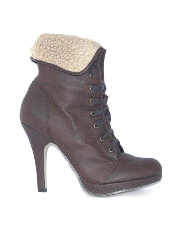 FUR LACE UP BOOTS - product image  