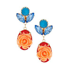 FLOWERS WITH CRYSTALS DROP EARRINGS - product image  