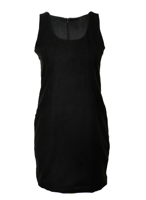 FITTED BLACK FELT DRESS BLACK - product image  