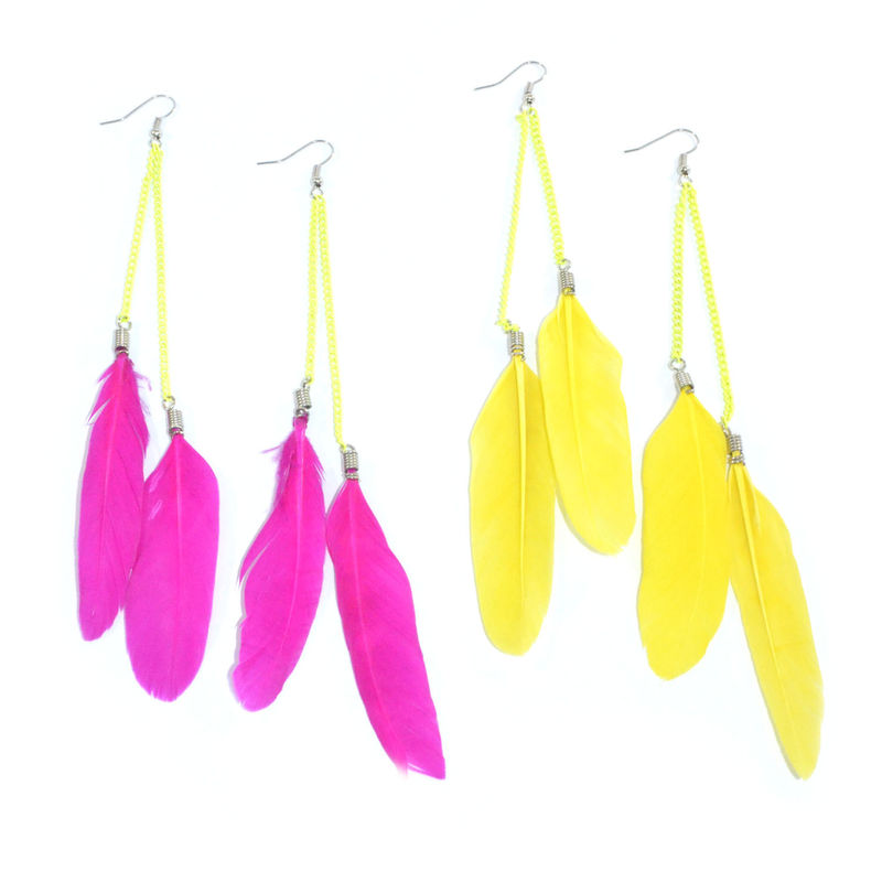 FEATHER WITH CHAIN EARRINGS - product image  