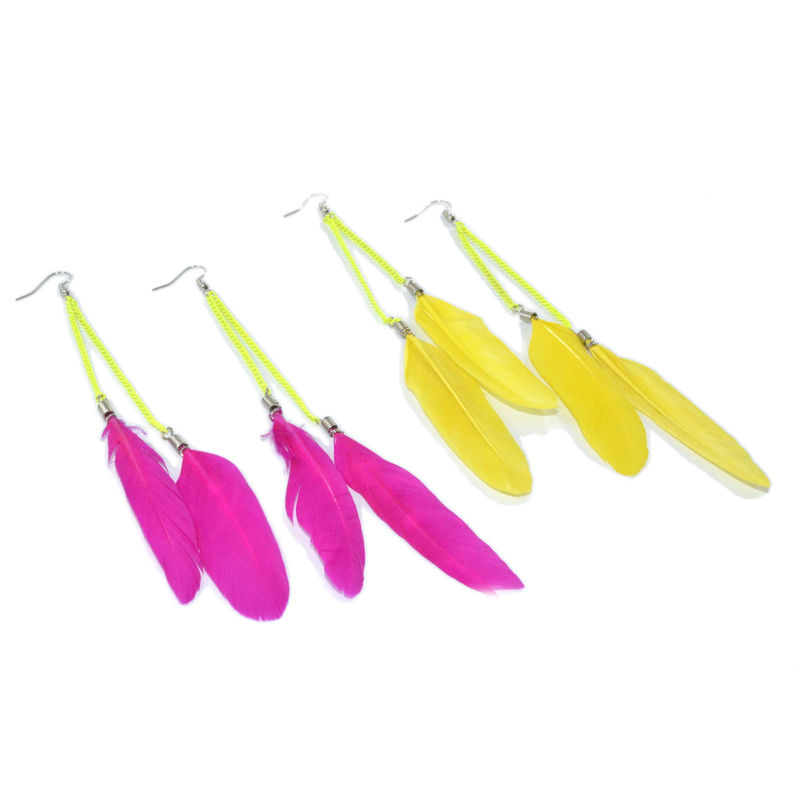 FEATHER WITH CHAIN EARRINGS - product image  