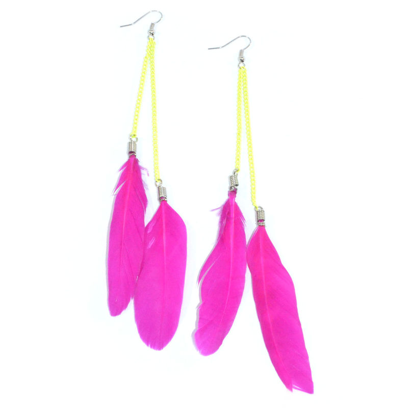 FEATHER WITH CHAIN EARRINGS - product image  