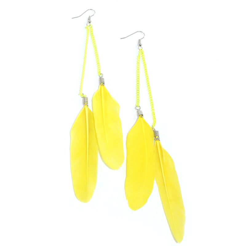 FEATHER WITH CHAIN EARRINGS - product image  