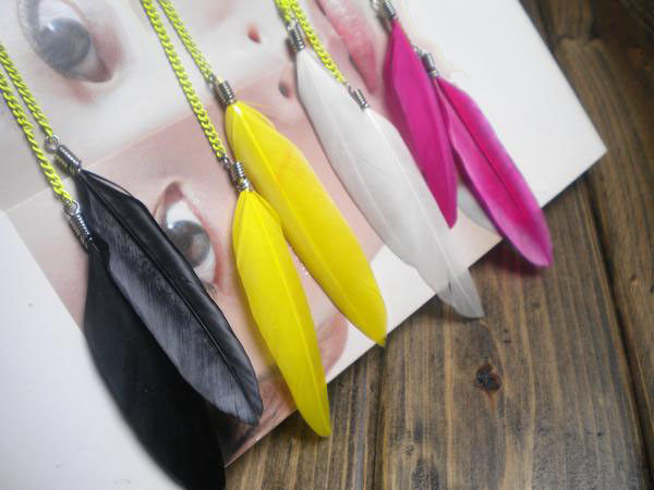 FEATHER WITH CHAIN EARRINGS - product image  