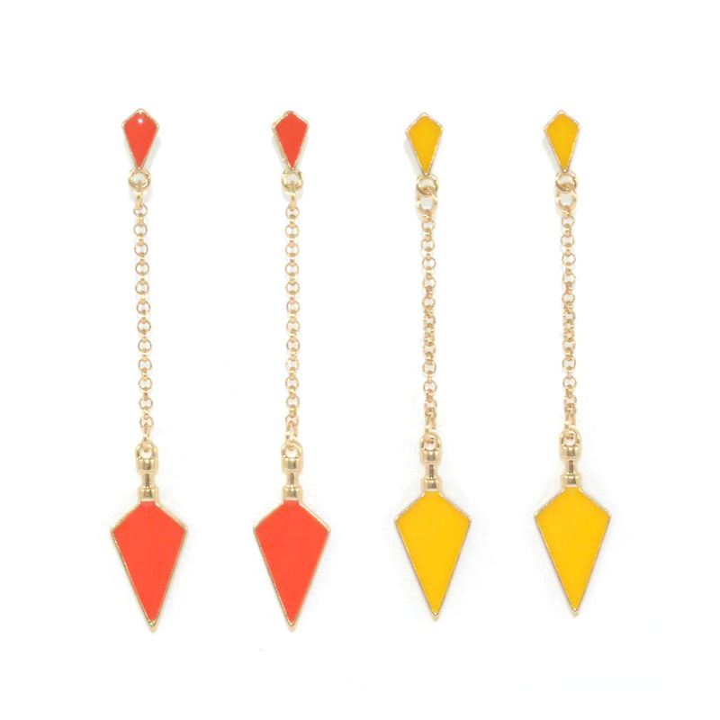 DOUBLE RHOMBUS CHAIN DROP EARRINGS - product image  