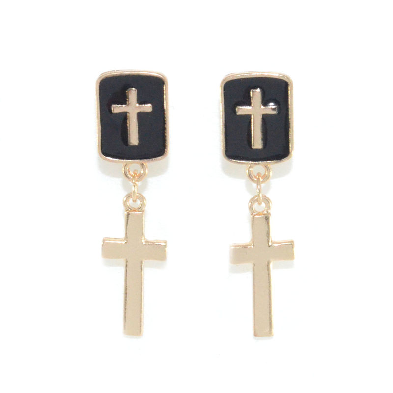 DOUBLE CROSS DROP EARRING - product image  