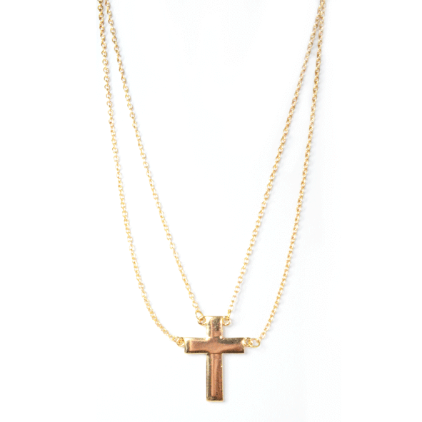 DOUBLE CHAINS CROSS NECKLACE - product image  