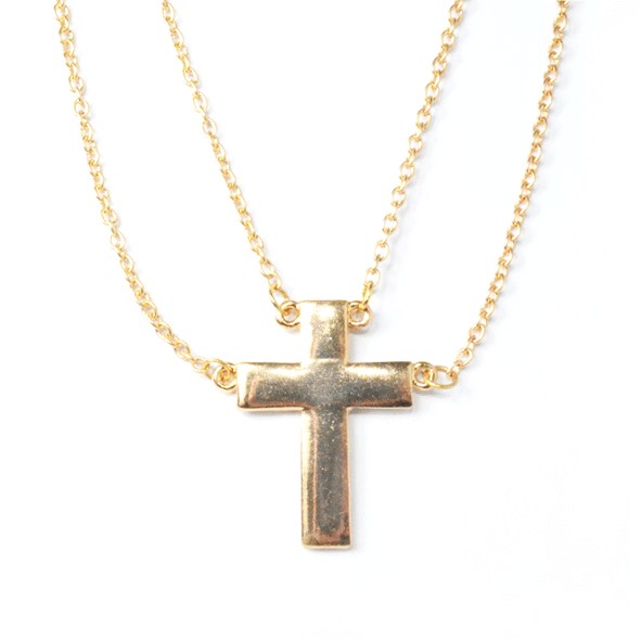 DOUBLE CHAINS CROSS NECKLACE - product image  