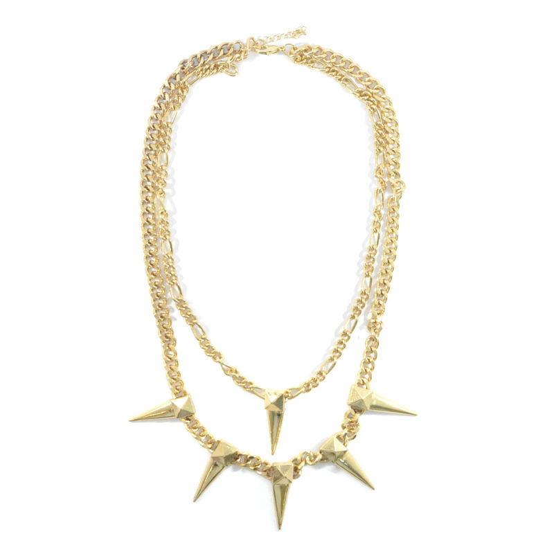 DOUBLE CHAIN WITH SPIKE NECKLACE - product image  