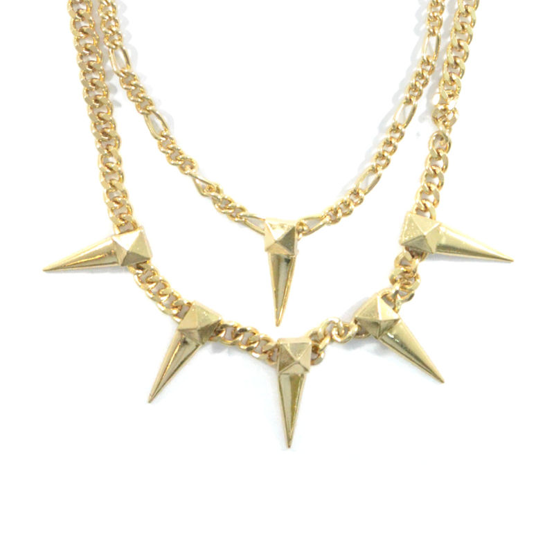 DOUBLE CHAIN WITH SPIKE NECKLACE - product image  