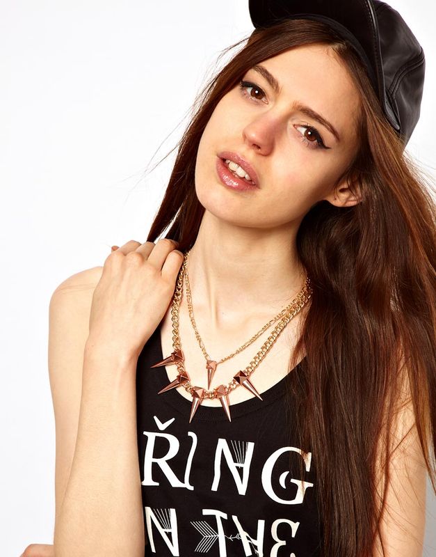 DOUBLE CHAIN WITH SPIKE NECKLACE - product image  