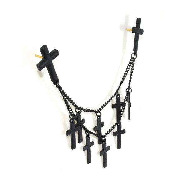 DOUBLE CHAIN WITH CROSSES COLLAR NECKLACE - product image  