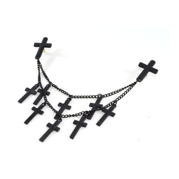 DOUBLE CHAIN WITH CROSSES COLLAR NECKLACE - product image  