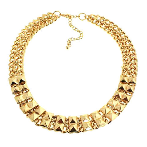 DOUBLE,CHAIN,PYRAMID,STUD,NECKLACE
