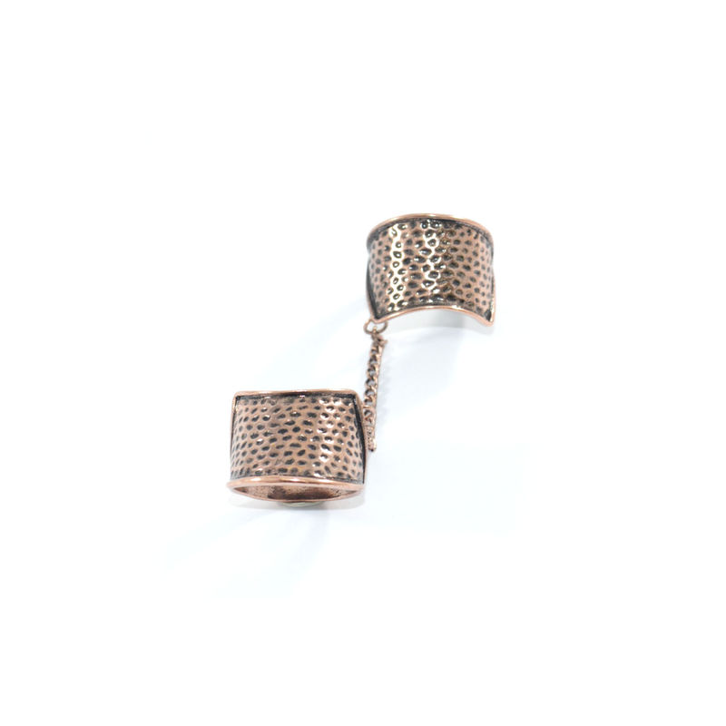 DOTTED SHIELD DOUBLE CHAIN LINK RING - product image  