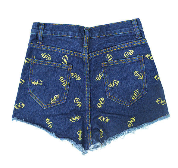 DOLLAR PATTERN DENIM SHORTS - product image  